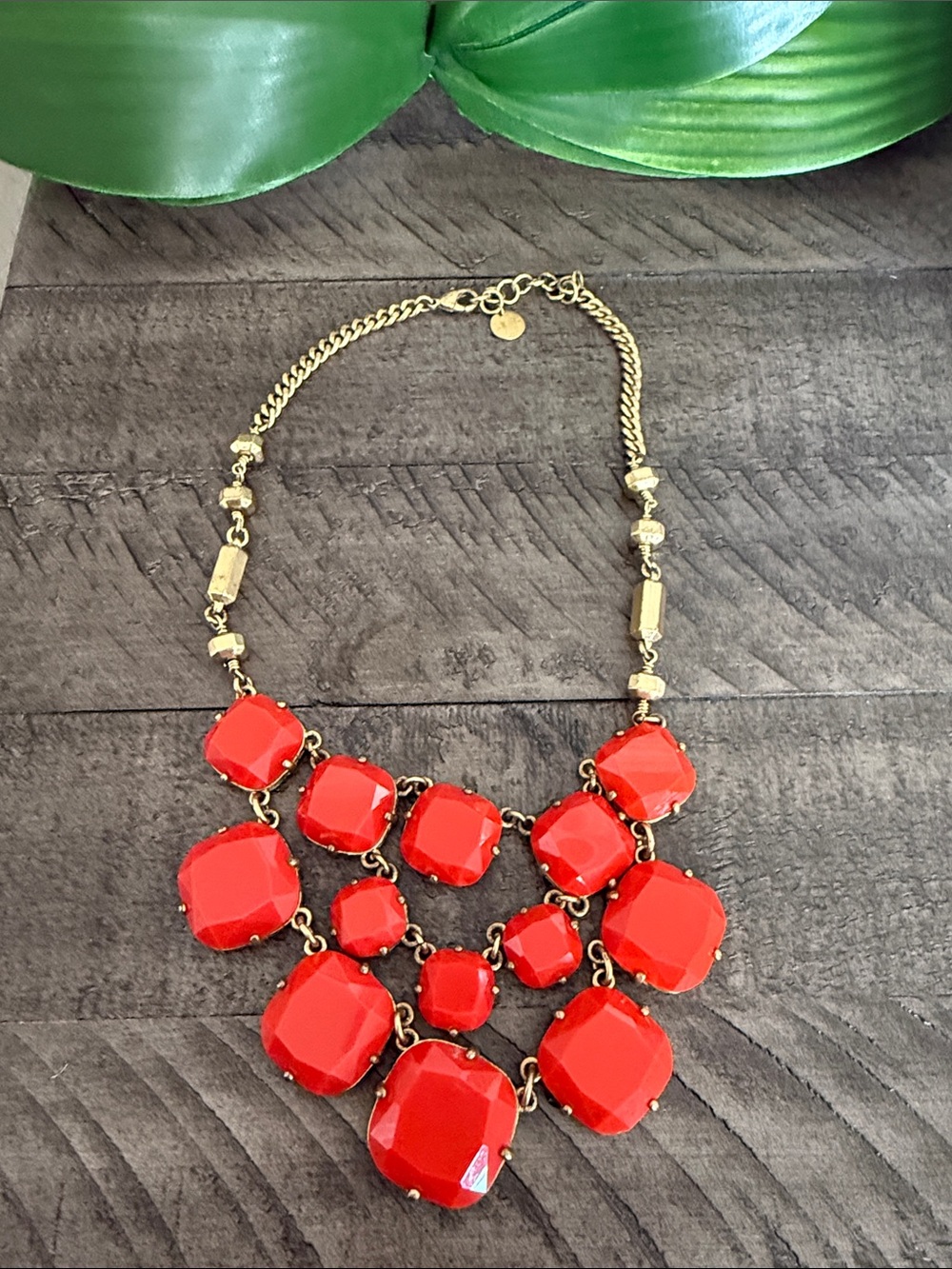 Stella & Dot Orange Faceted Statement Bib Necklace